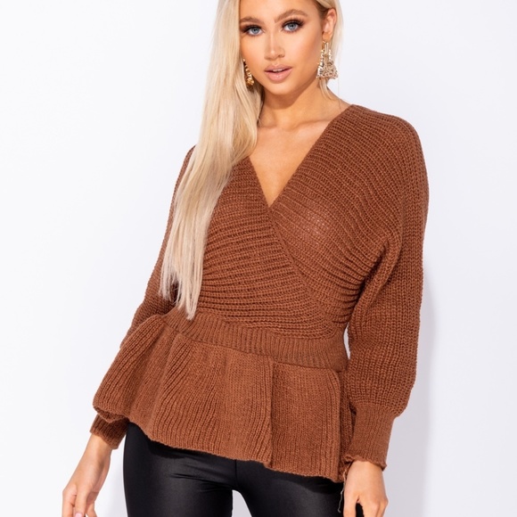 Gwynn Cross My Heart Rust Wrap Front Sweater - Picture 2 of 8